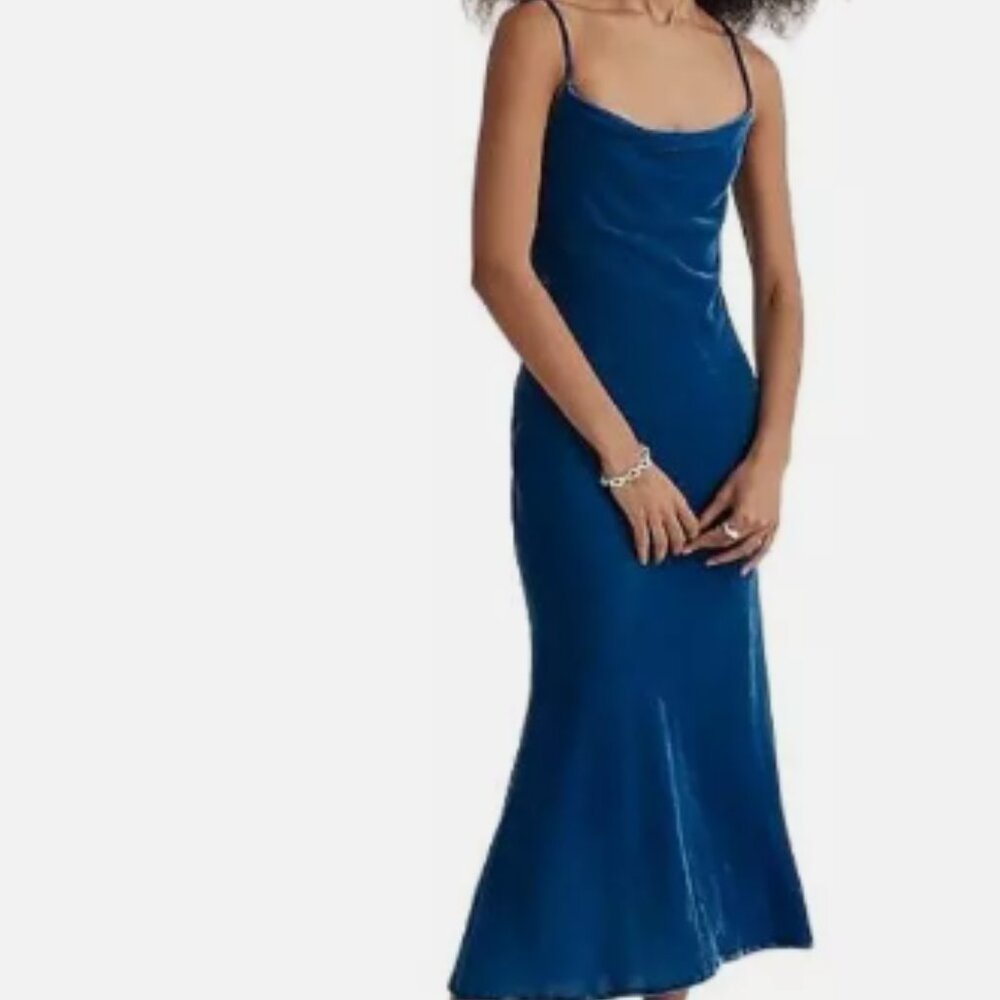 Rhode Jemima Cowl Neck Slip Dress in Airforce Blue - Size 4